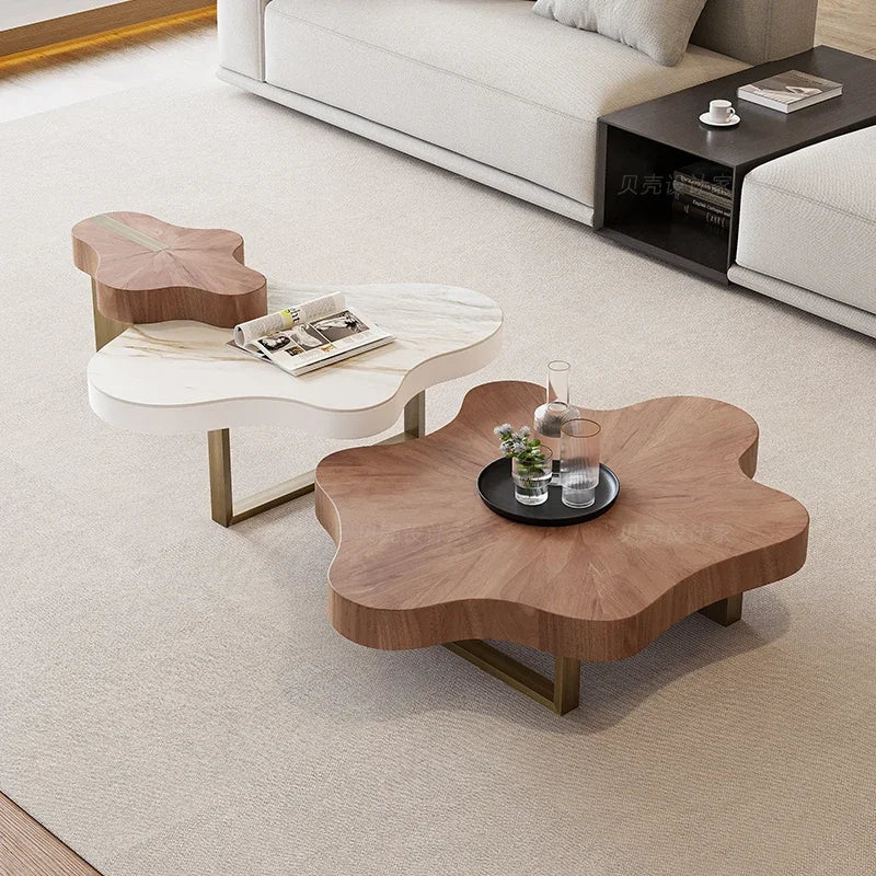 Artistic Bohemian Nature-Inspired Wooden Coffee Table - Image 4
