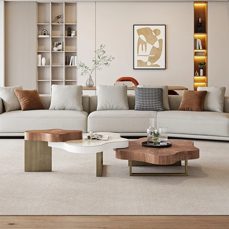 Artistic Bohemian Nature-Inspired Wooden Coffee Table - Image 5
