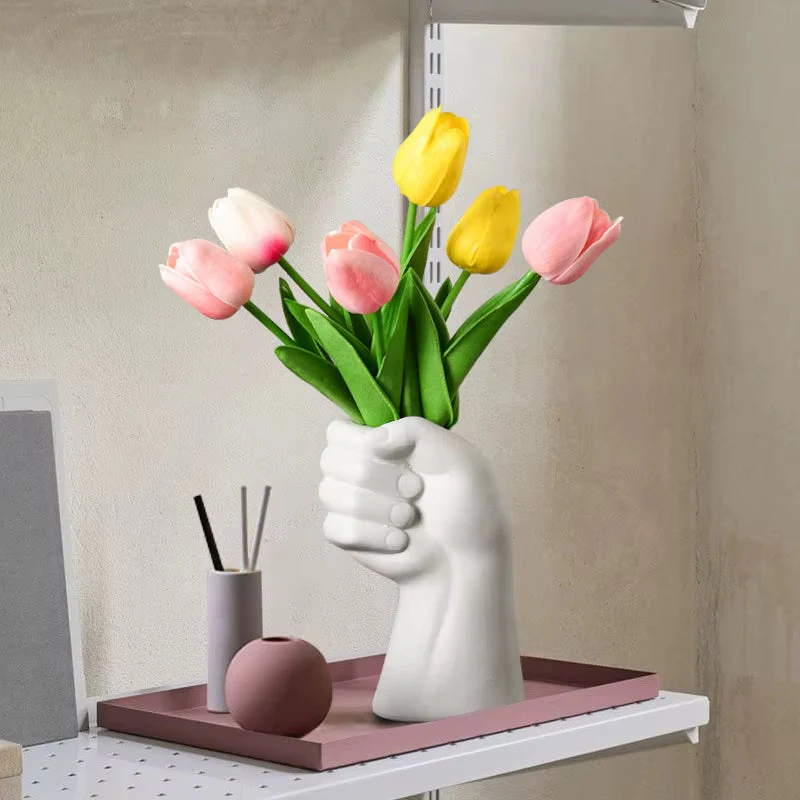 Artistic Hand Gesture Ceramic Tabletop Flower Vase - Image 4