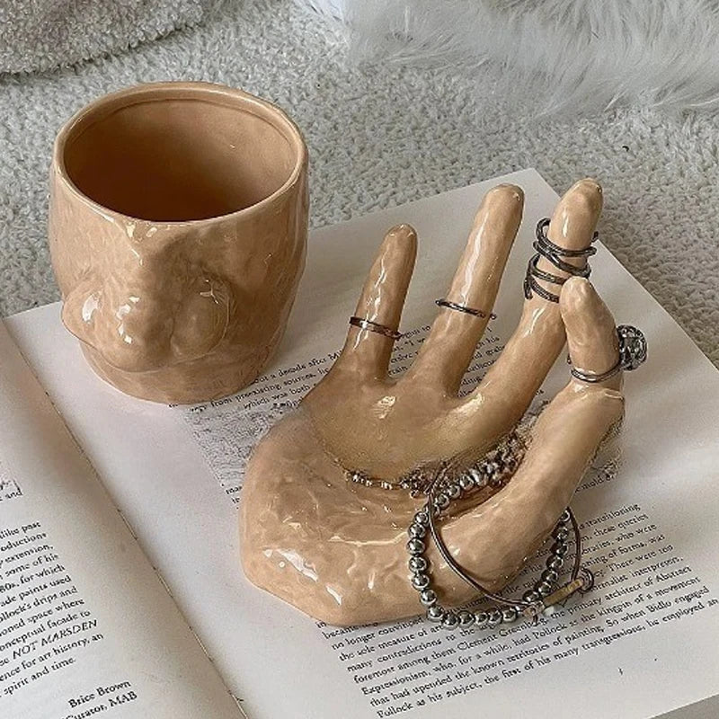 Artistic Hand Grip Base Unique Coffee Mug - Image 2