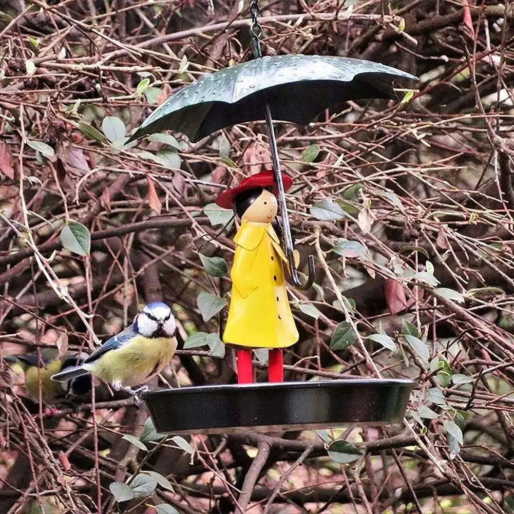 Artistic Raincoat Girl Bird Feeder - Image 2