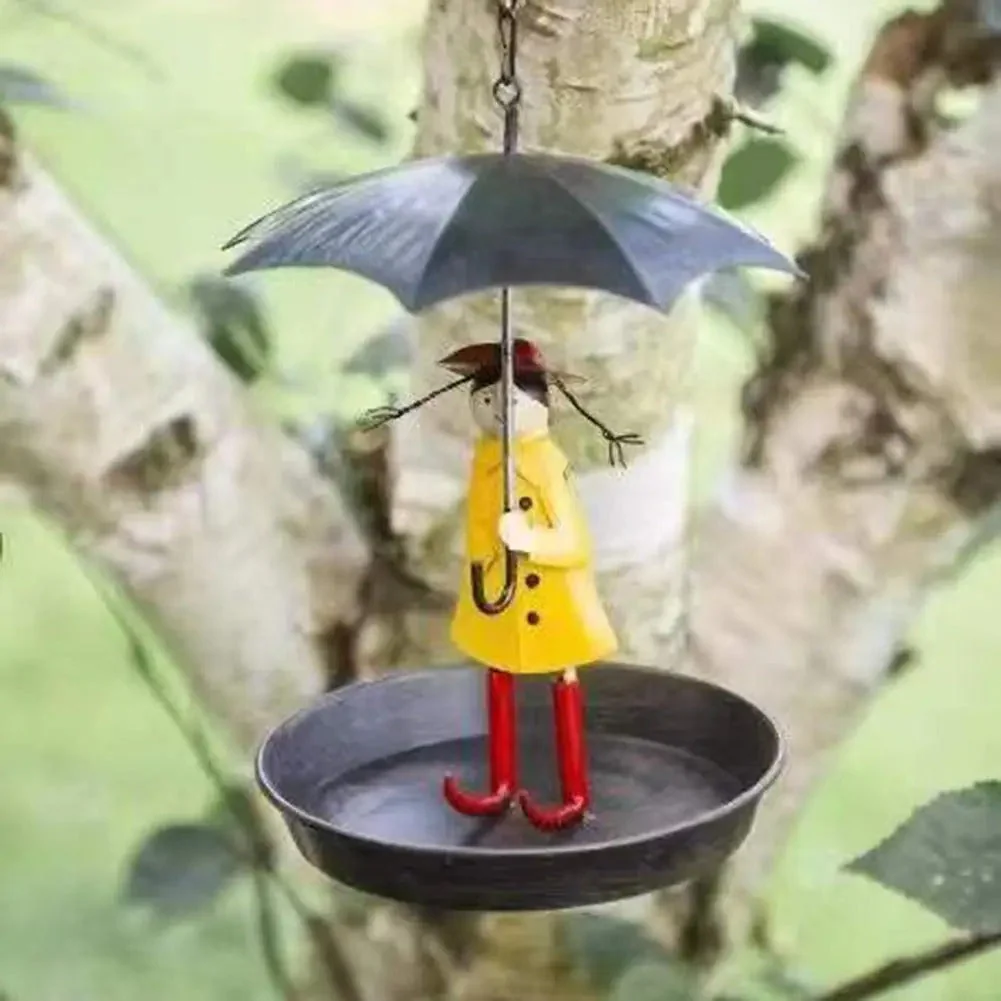 Artistic Raincoat Girl Bird Feeder - Image 3