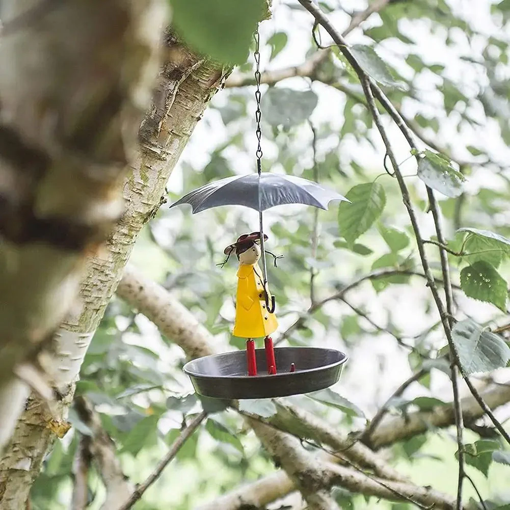 Artistic Raincoat Girl Bird Feeder - Image 4