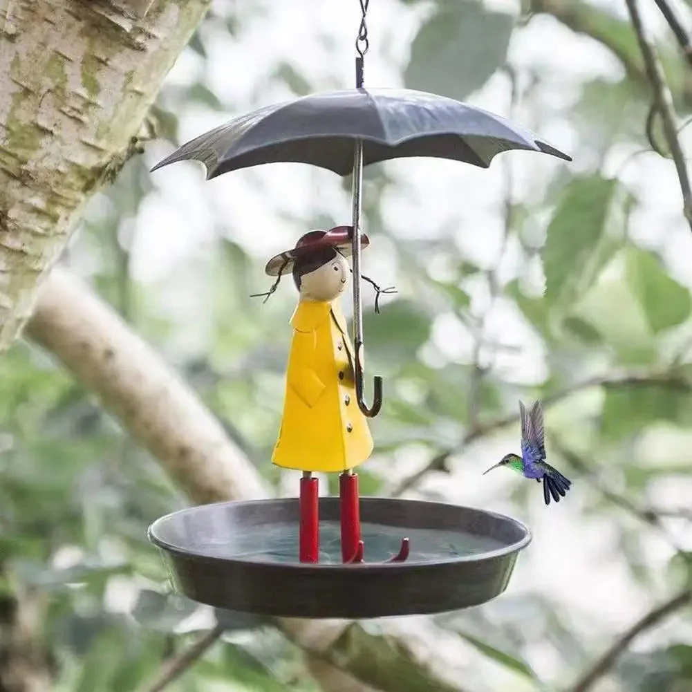 Artistic Raincoat Girl Bird Feeder - Image 6