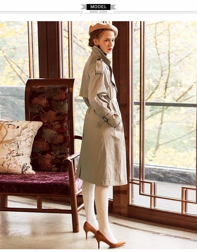 Autumn Fashion Modern Turn Down Collar Double Casual Long Trench - Image 6