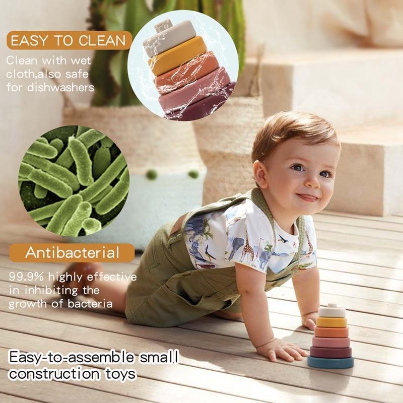 Baby Silicone Construction Stacking Smart Block Game - Image 7