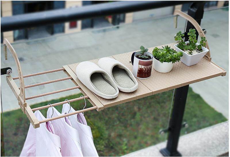 Balcony Foldable Clothes Hanging Drying Rack Organizer - Image 15