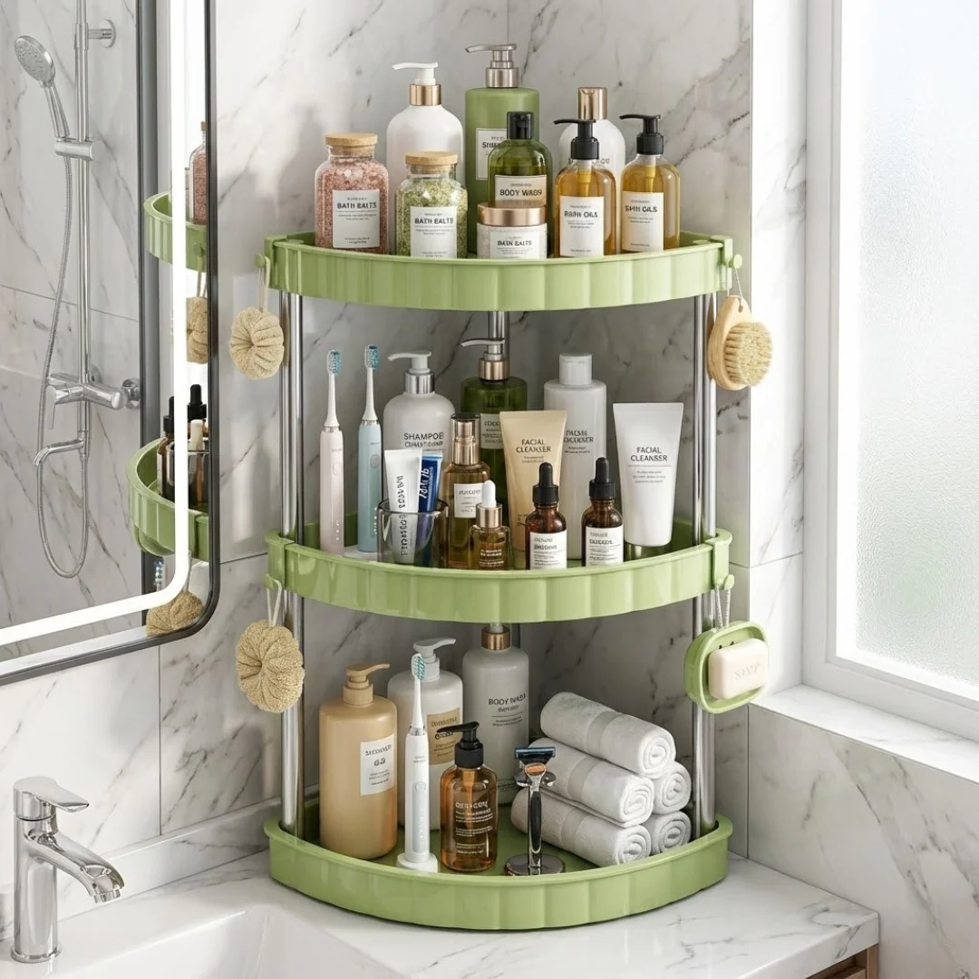 Bathroom Space-Saver Corner Organizer Rack