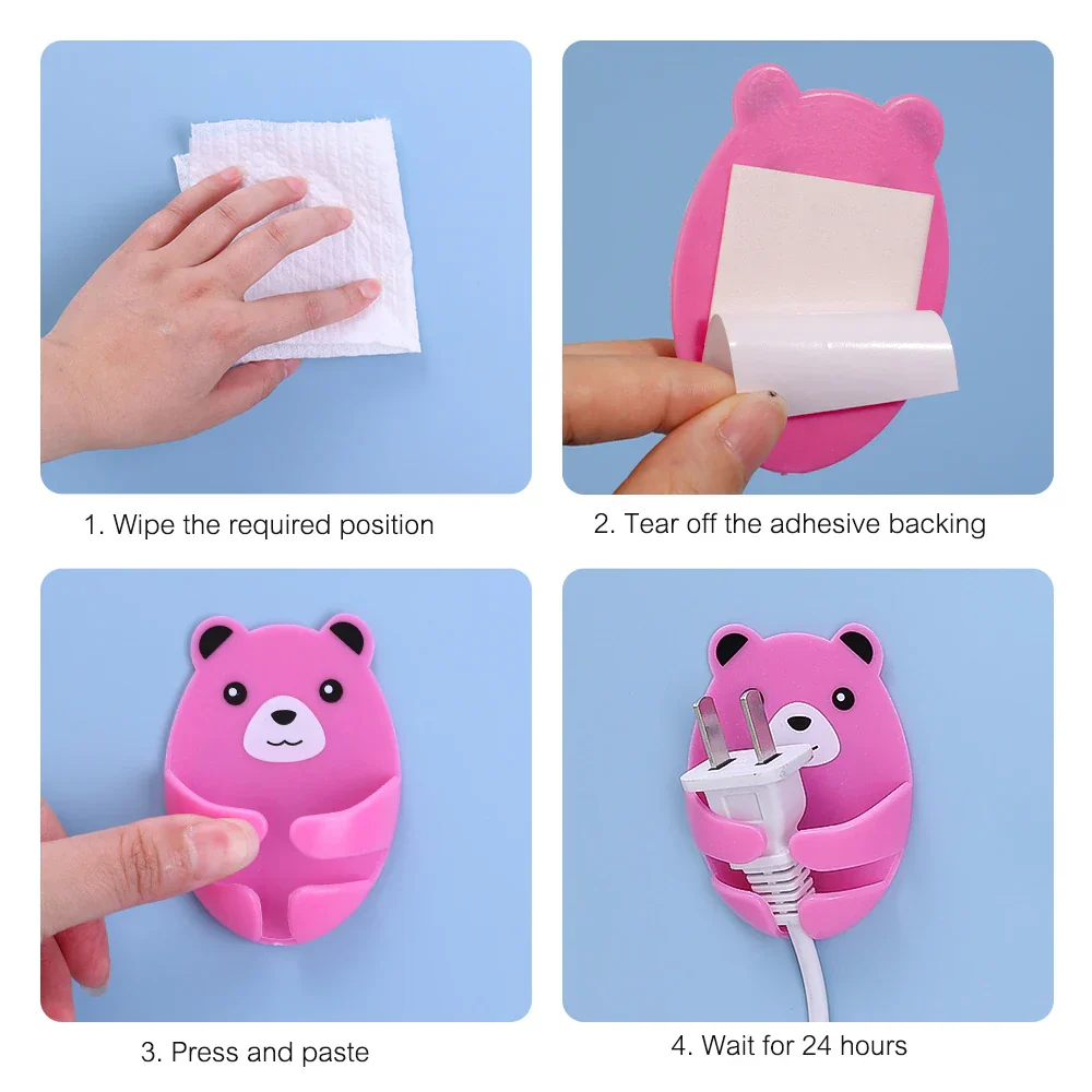 Bear Hug Self-Adhesive Wall Plug Holder - Image 6