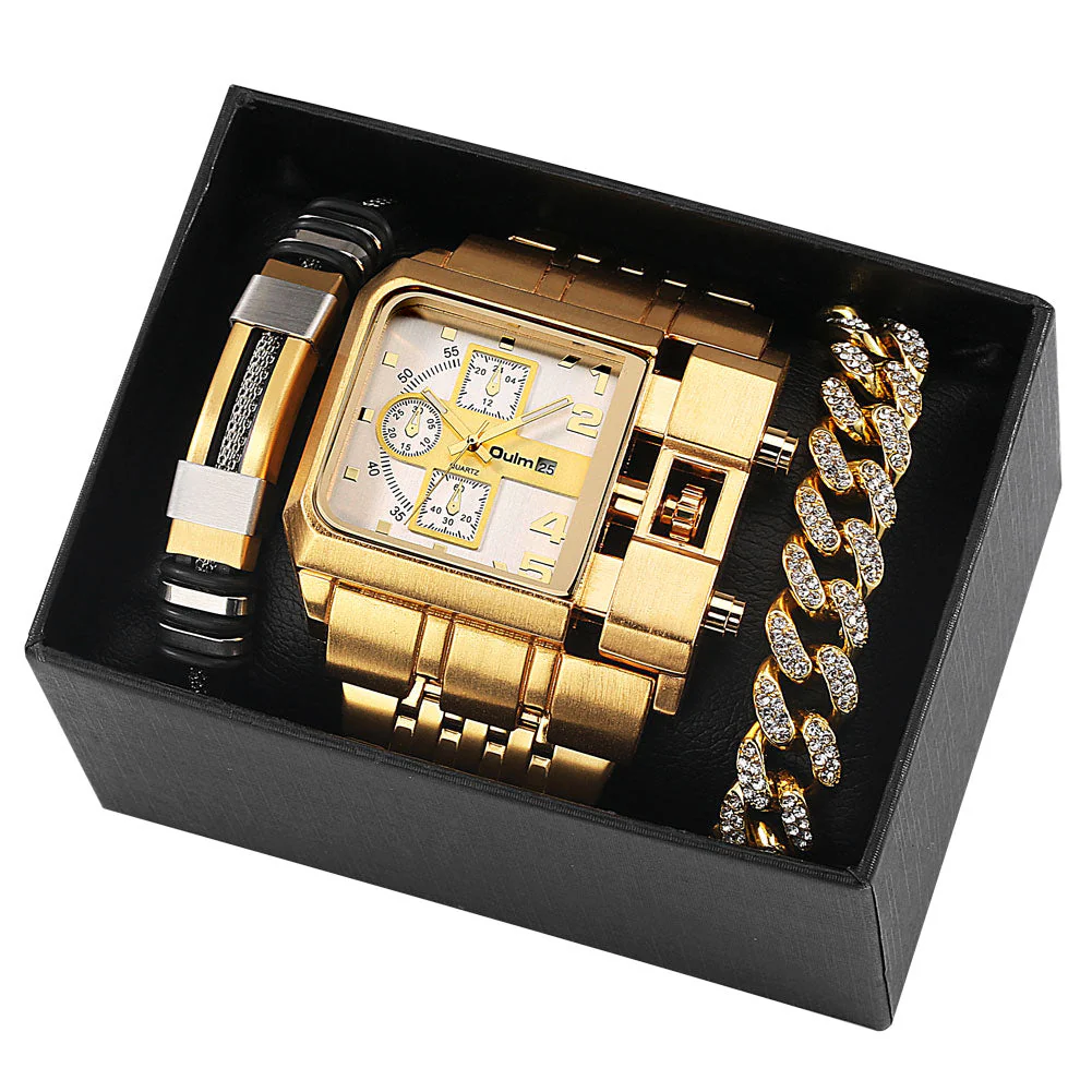 Big Dial Watch Quartz Business Men Gift Set - Image 10