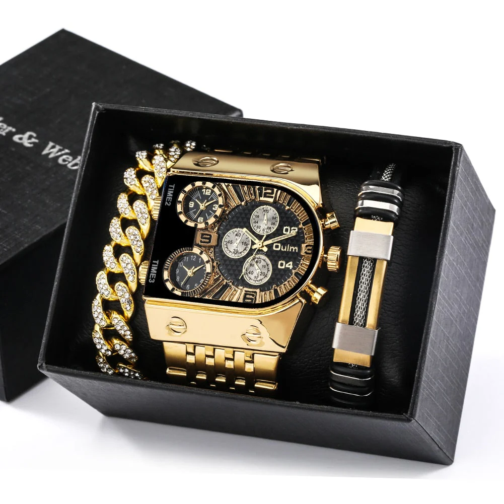 Big Dial Watch Quartz Business Men Gift Set - Image 6