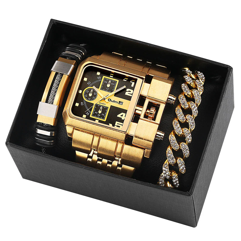 Big Dial Watch Quartz Business Men Gift Set - Image 7