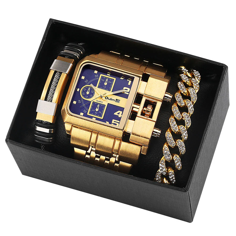 Big Dial Watch Quartz Business Men Gift Set - Image 9
