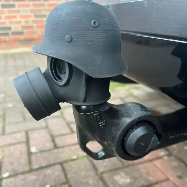 Black Gas Mask Helmet Trailer Hitch Cover - Image 3