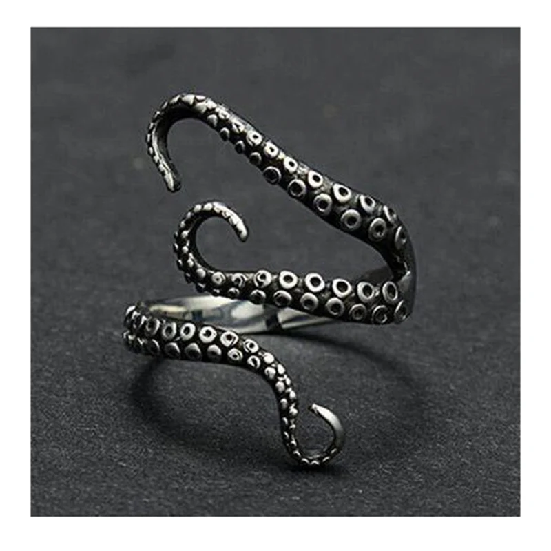 Black Retro Resizeable Gothic Snake Ring - Image 3