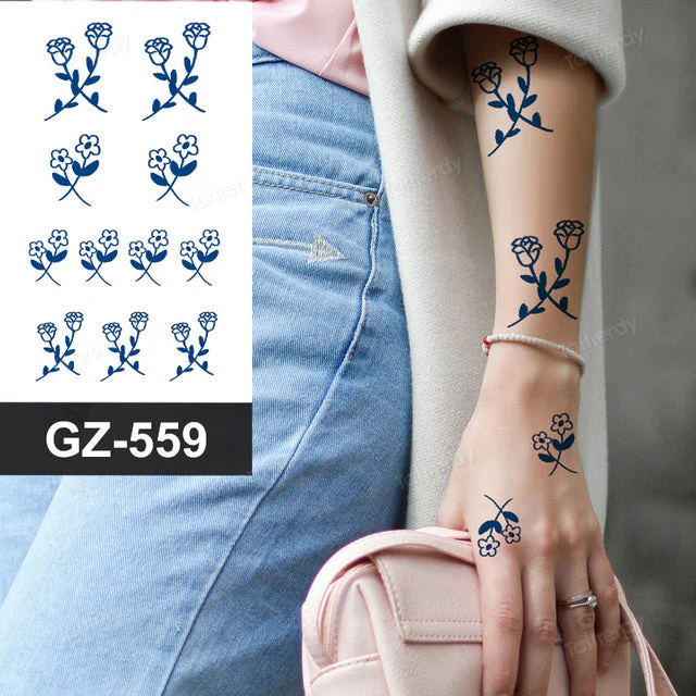 Blooming Flower Orchid Semi-Permanent Temporary Tattoo - Image 19