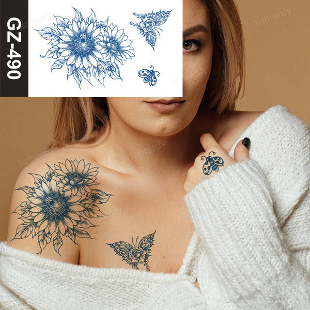 Blooming Flower Orchid Semi-Permanent Temporary Tattoo - Image 27