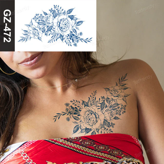 Blooming Flower Orchid Semi-Permanent Temporary Tattoo - Image 29