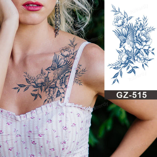 Blooming Flower Orchid Semi-Permanent Temporary Tattoo - Image 30