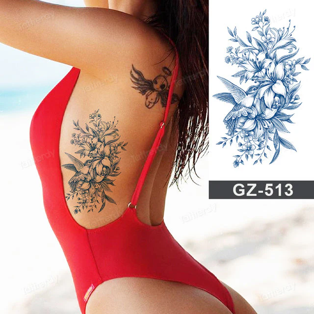 Blooming Flower Orchid Semi-Permanent Temporary Tattoo - Image 43