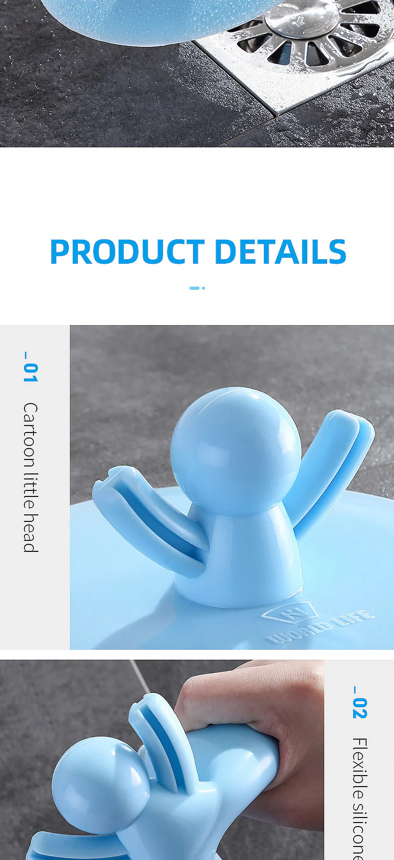 Blue Man Simple Silicone Drain Cover - Image 2