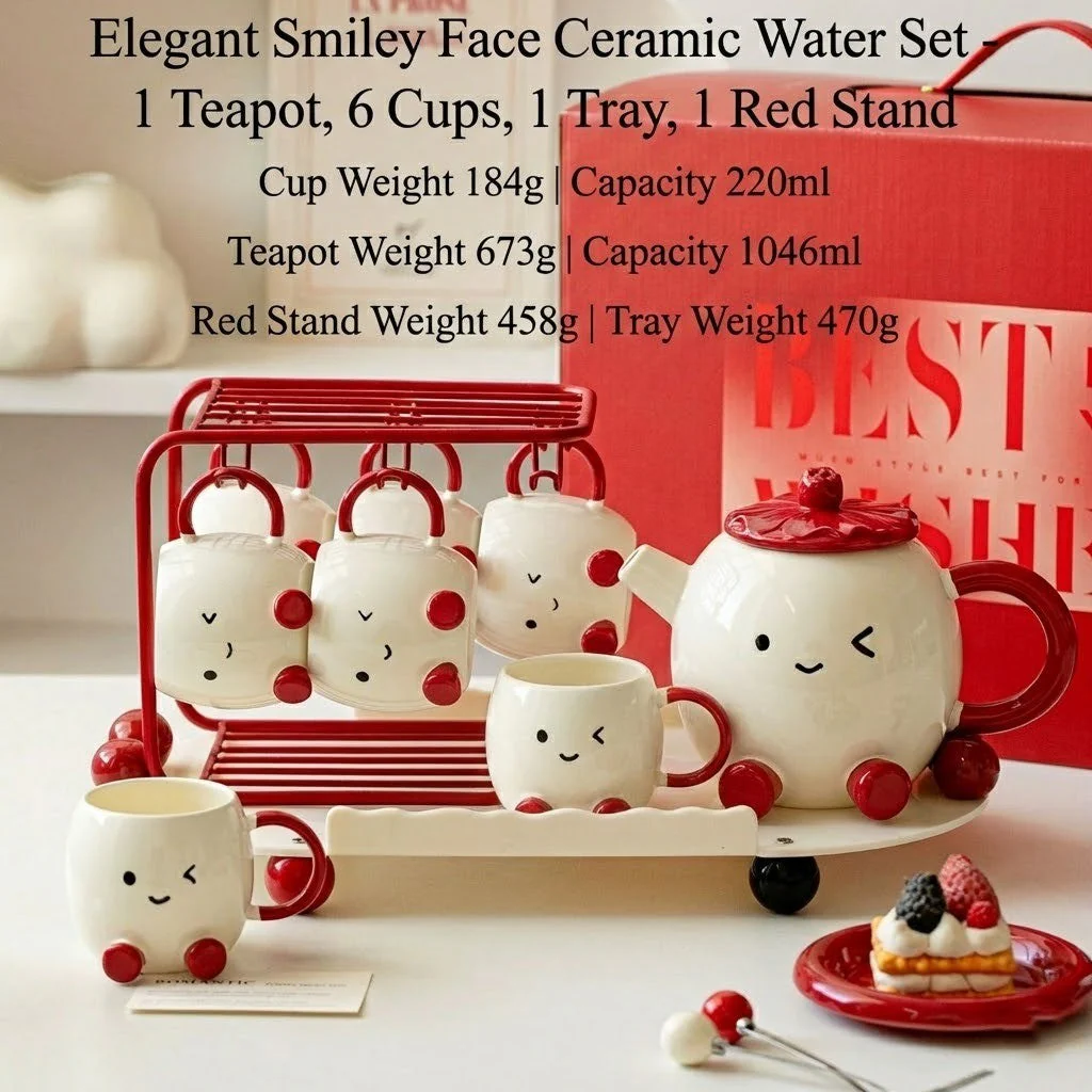 Blushing Face Cute Ceramic Tea Set Gift Box - Image 8