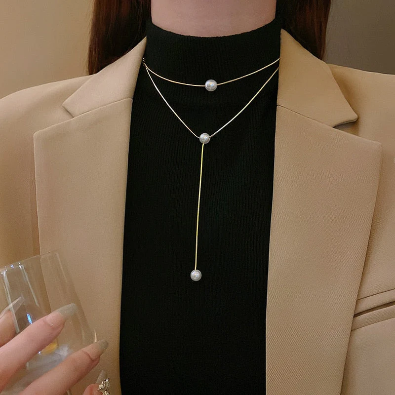 Bohemian Drop Stylish Pearl Necklace - Image 5