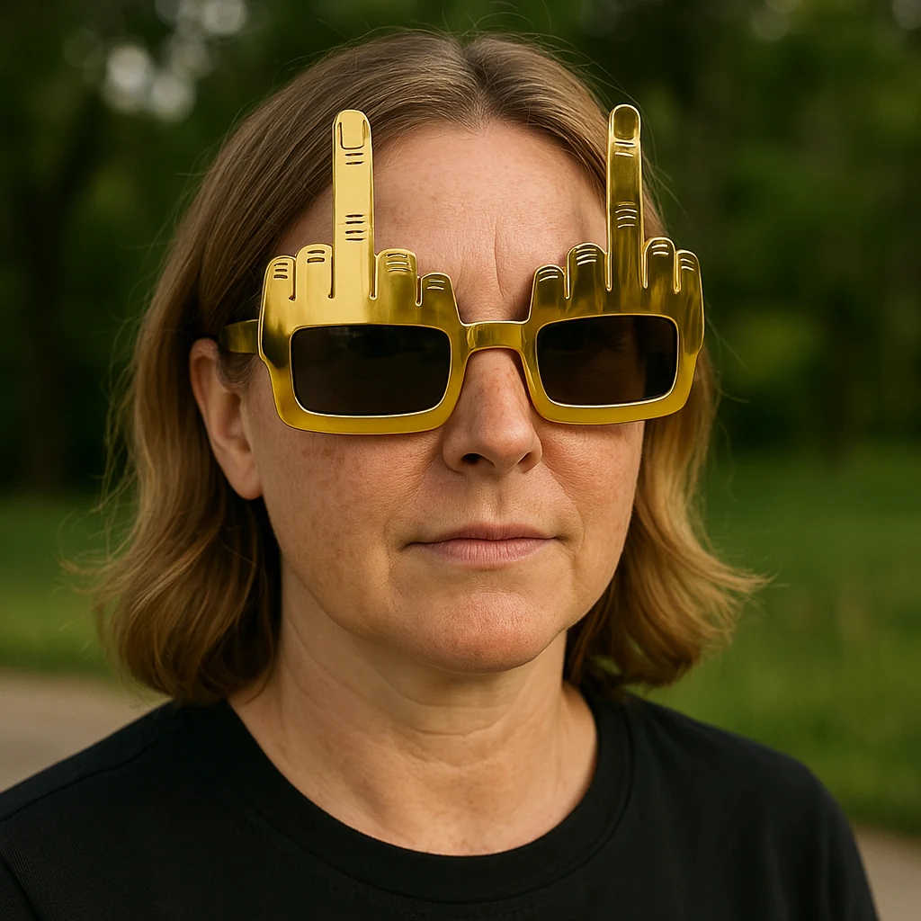 Bold Gold Middle Finger Party Sunglasses - Image 2