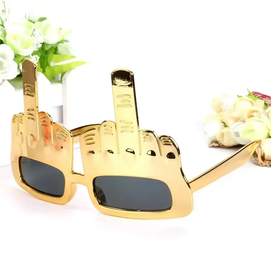 Bold Gold Middle Finger Party Sunglasses - Image 3