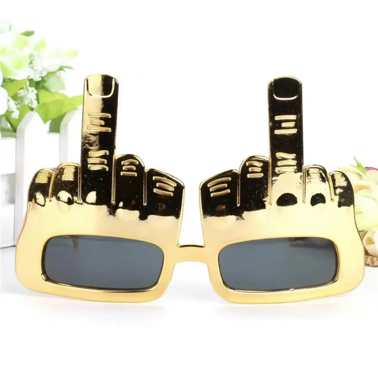 Bold Gold Middle Finger Party Sunglasses - Image 4