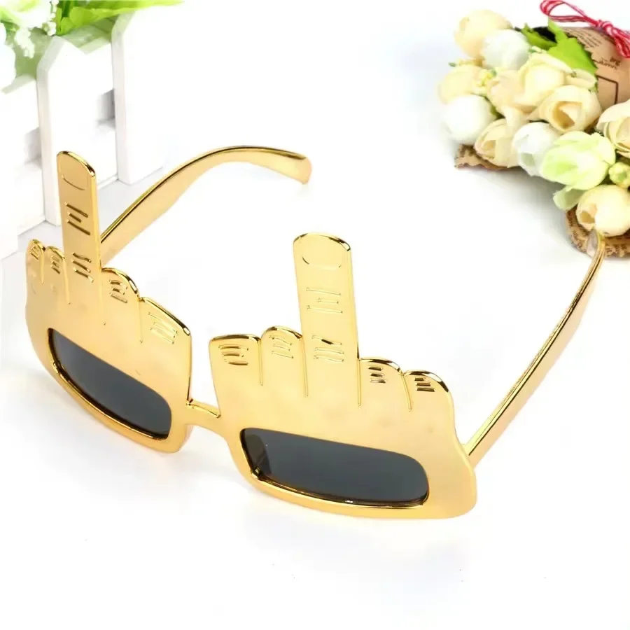Bold Gold Middle Finger Party Sunglasses - Image 5