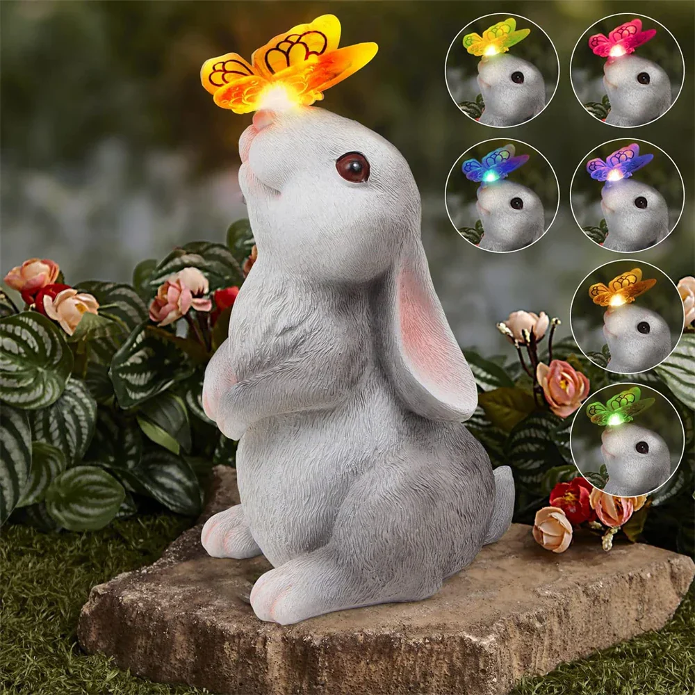 Butterfly and Flower Bunny Garden Light - Image 2