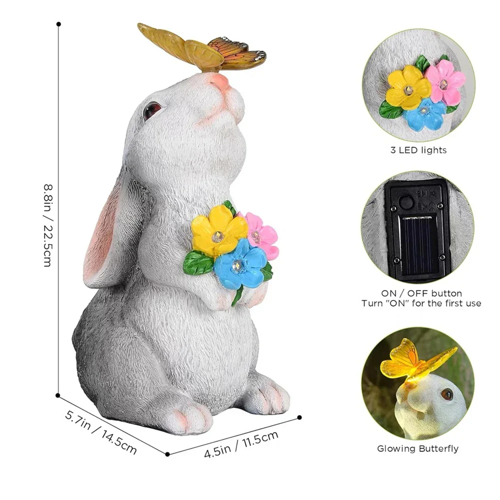 Butterfly and Flower Bunny Garden Light - Image 3