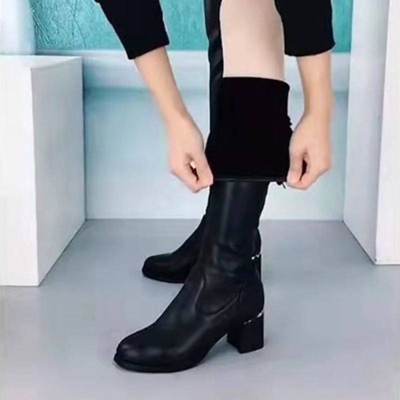 Butterfly Bow Elastic Casual Women Boots - Image 9