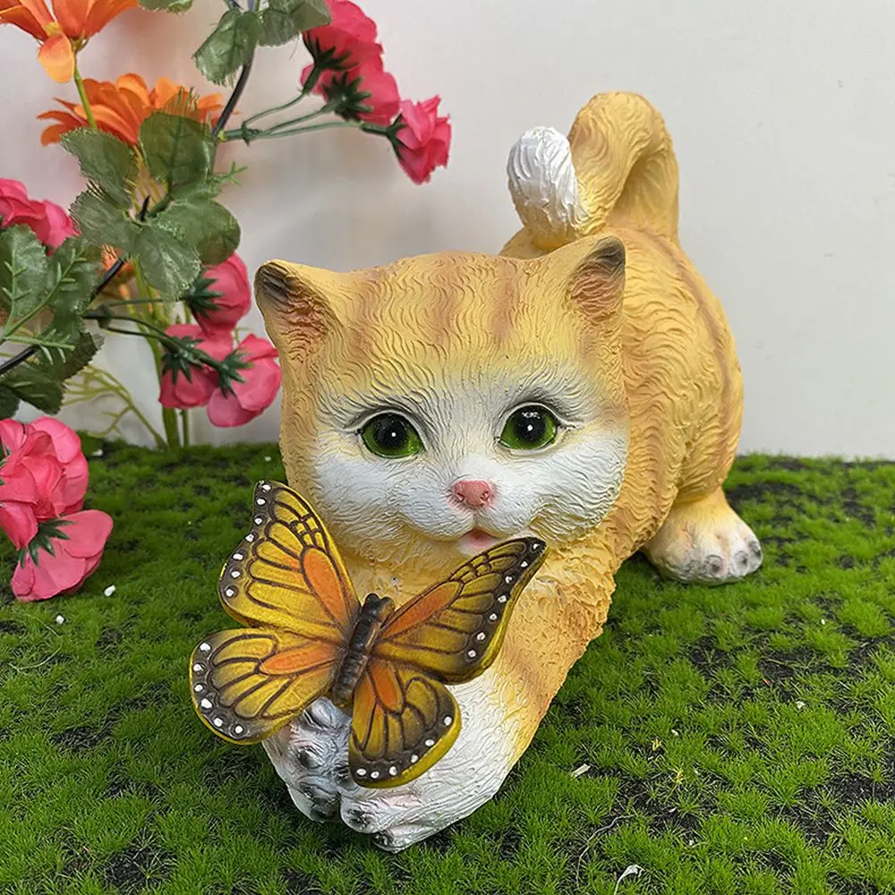 Butterfly Catcher Cat Resin Decorative Lamp - Image 5