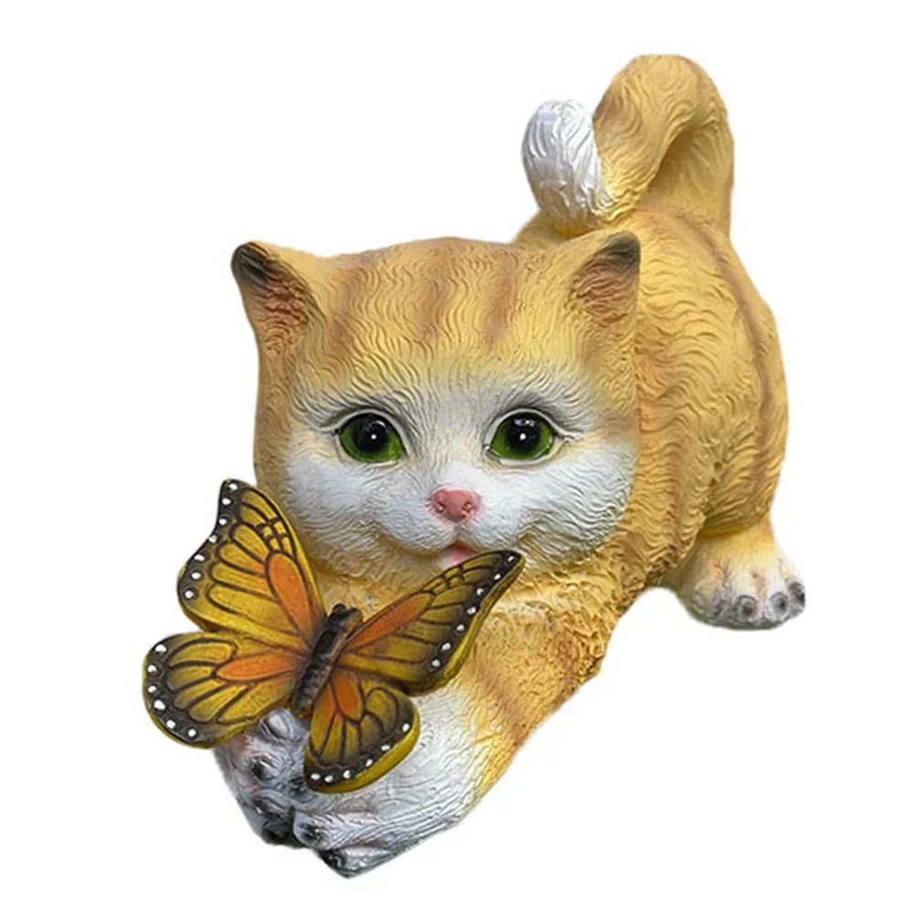 Butterfly Catcher Cat Resin Decorative Lamp - Image 7