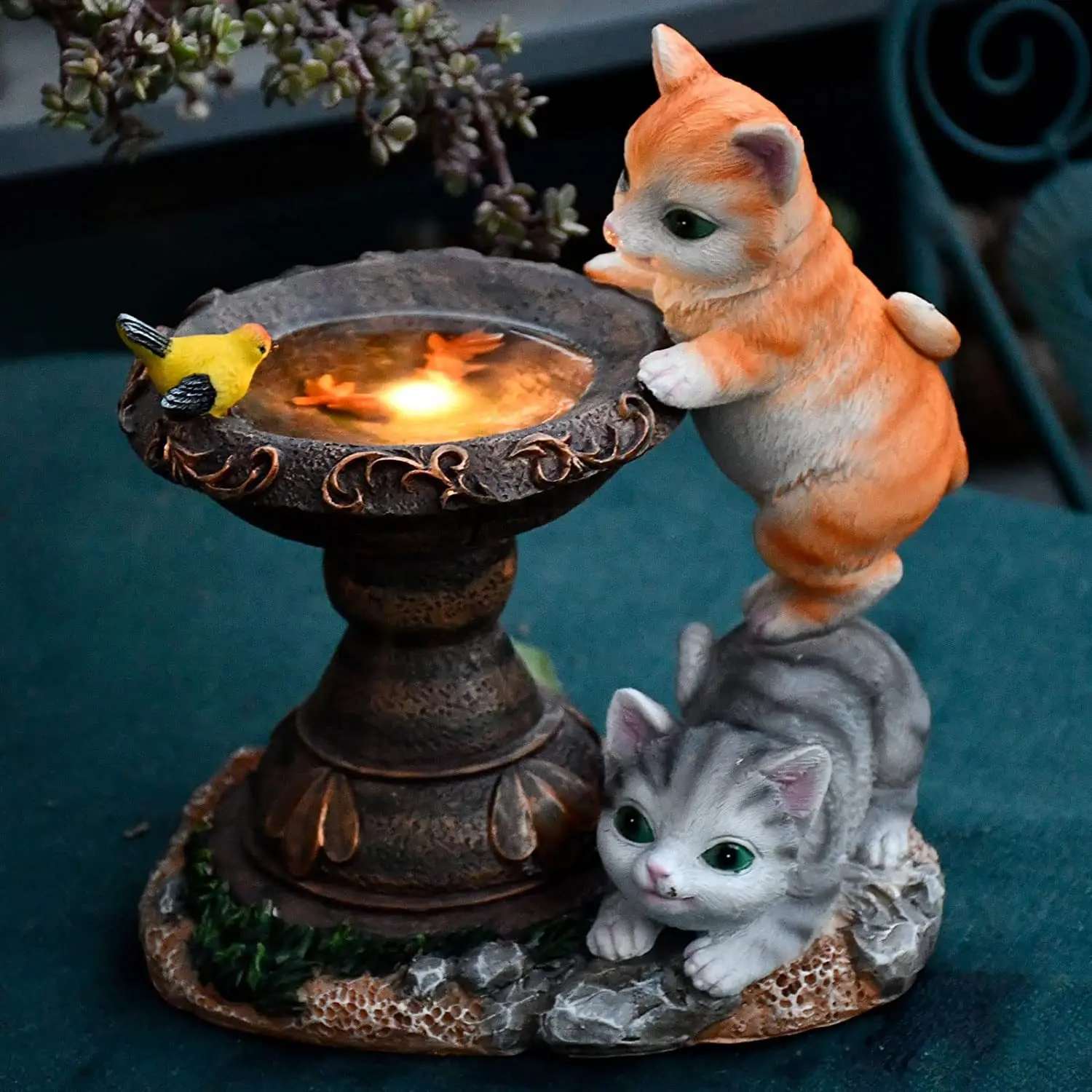 Butterfly Catcher Cat Resin Decorative Lamp - Image 8