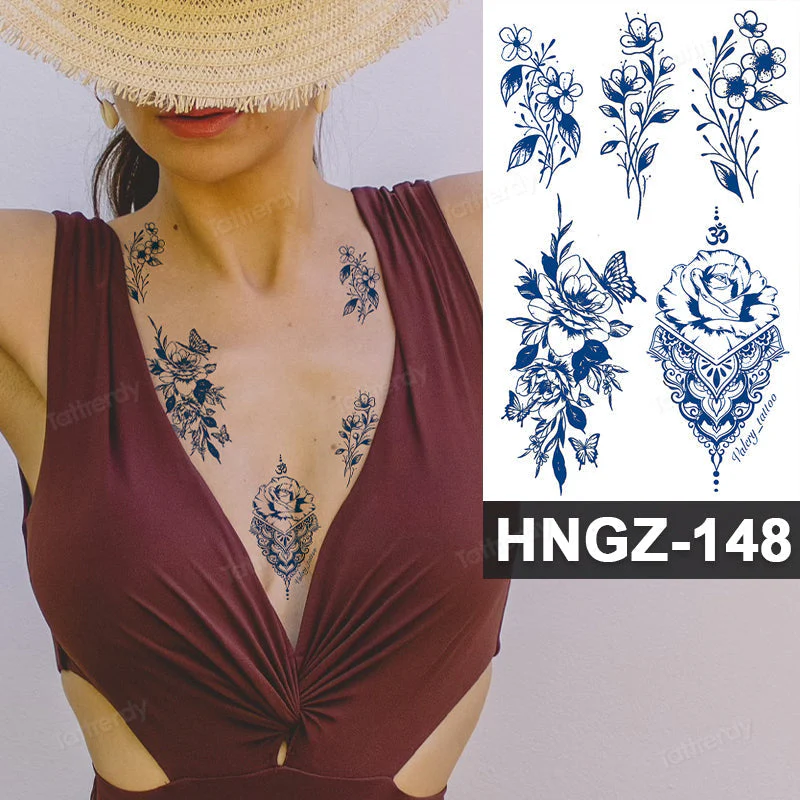 Butterfly Flower Lotus Semi-Permanent Temporary Tattoo - Image 10
