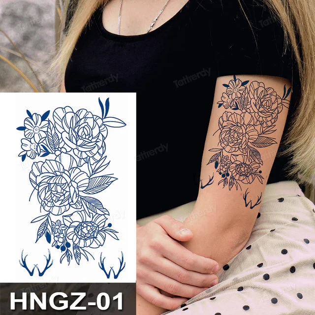 Butterfly Flower Lotus Semi-Permanent Temporary Tattoo - Image 12