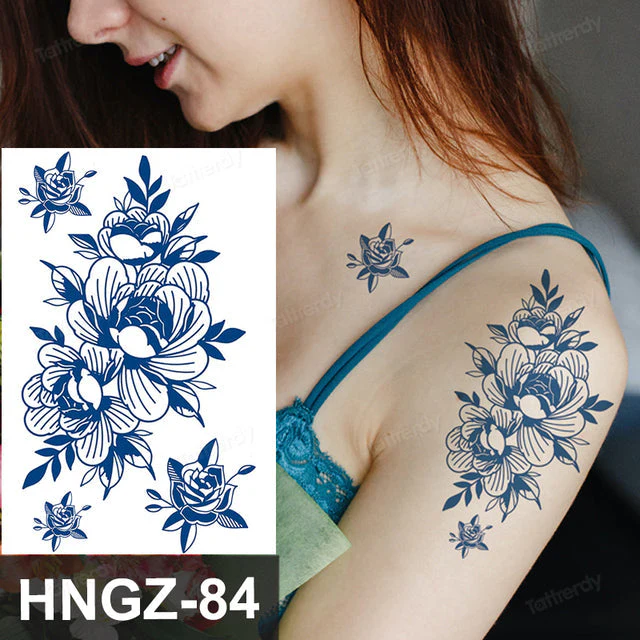 Butterfly Flower Lotus Semi-Permanent Temporary Tattoo - Image 14