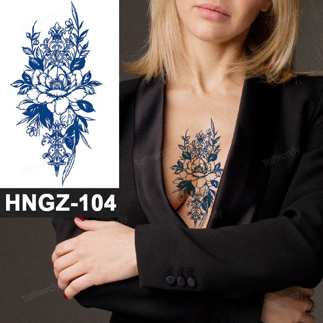 Butterfly Flower Lotus Semi-Permanent Temporary Tattoo - Image 15