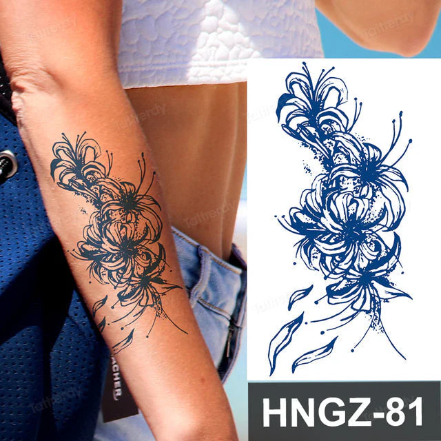 Butterfly Flower Lotus Semi-Permanent Temporary Tattoo - Image 17