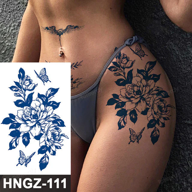 Butterfly Flower Lotus Semi-Permanent Temporary Tattoo - Image 18