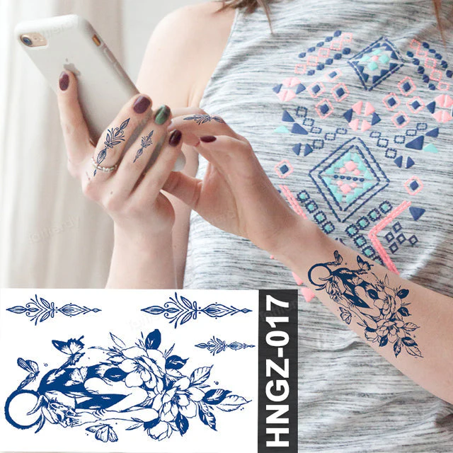 Butterfly Flower Lotus Semi-Permanent Temporary Tattoo - Image 22