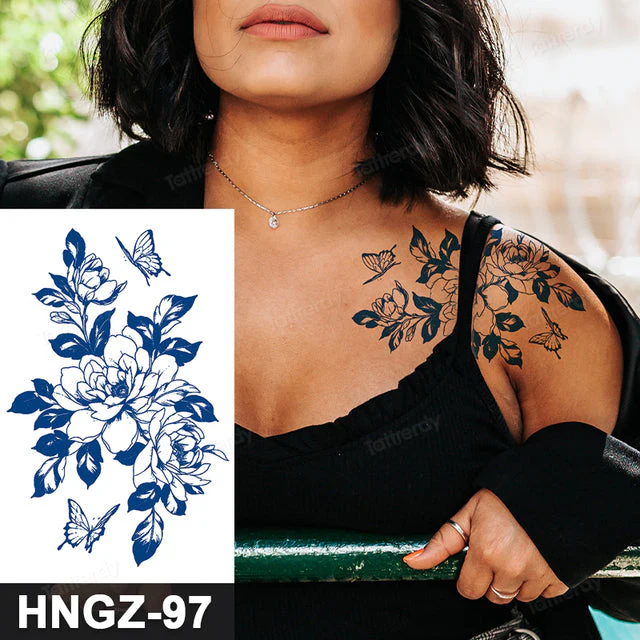 Butterfly Flower Lotus Semi-Permanent Temporary Tattoo - Image 23