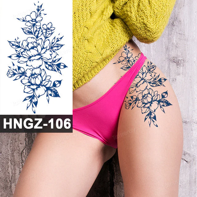 Butterfly Flower Lotus Semi-Permanent Temporary Tattoo - Image 26