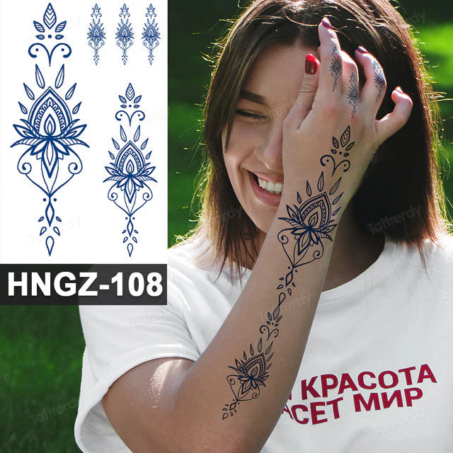 Butterfly Flower Lotus Semi-Permanent Temporary Tattoo - Image 27