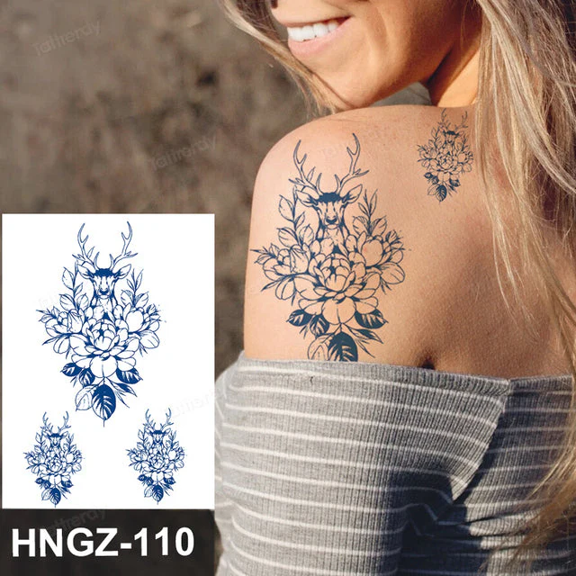 Butterfly Flower Lotus Semi-Permanent Temporary Tattoo - Image 30