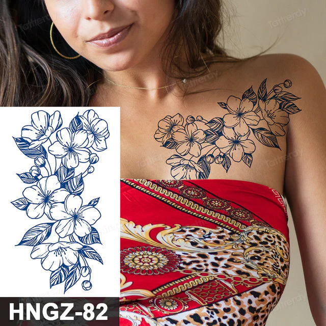 Butterfly Flower Lotus Semi-Permanent Temporary Tattoo - Image 31