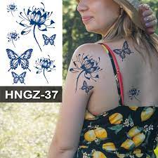 Butterfly Flower Lotus Semi-Permanent Temporary Tattoo - Image 34